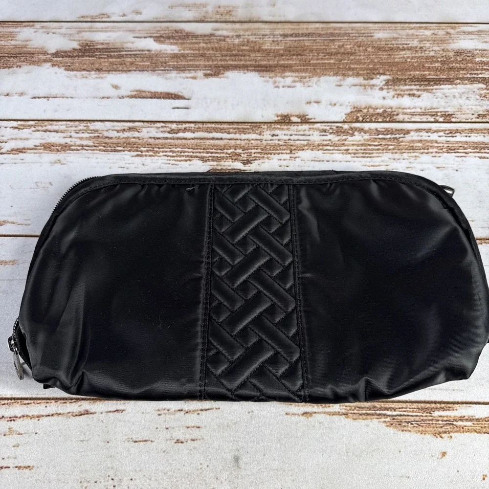 Lug Flash Lay Flat Cosmetic Case Black Travel Organizer Bag Used